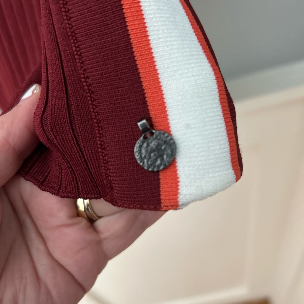 SCOTCH & SODA Ribbed Knit Midi Skirt XS Burgundy Stripe Bodycon Pencil Skirt - Picture 5 of 12